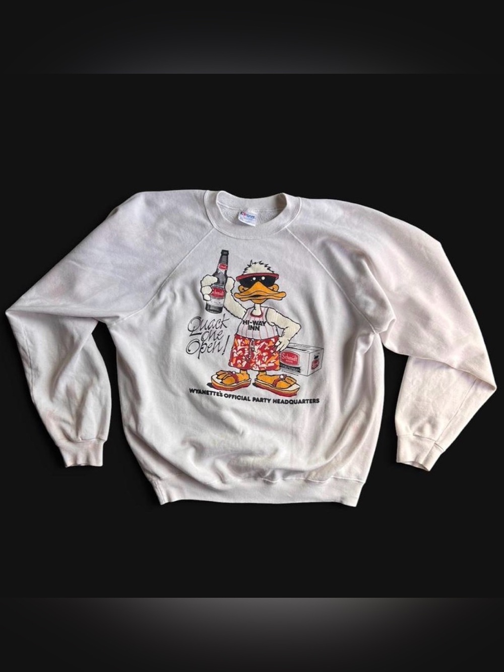 Vintage 1980’s Promo Sweatshirt Schmitt Beer Hi-Way Inn Wyanet Illinois size XXL